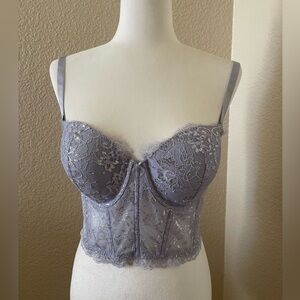 Victoria's Secret Soft Blue Lace Long Line Bra Dream Angels Multi Way 36DD
